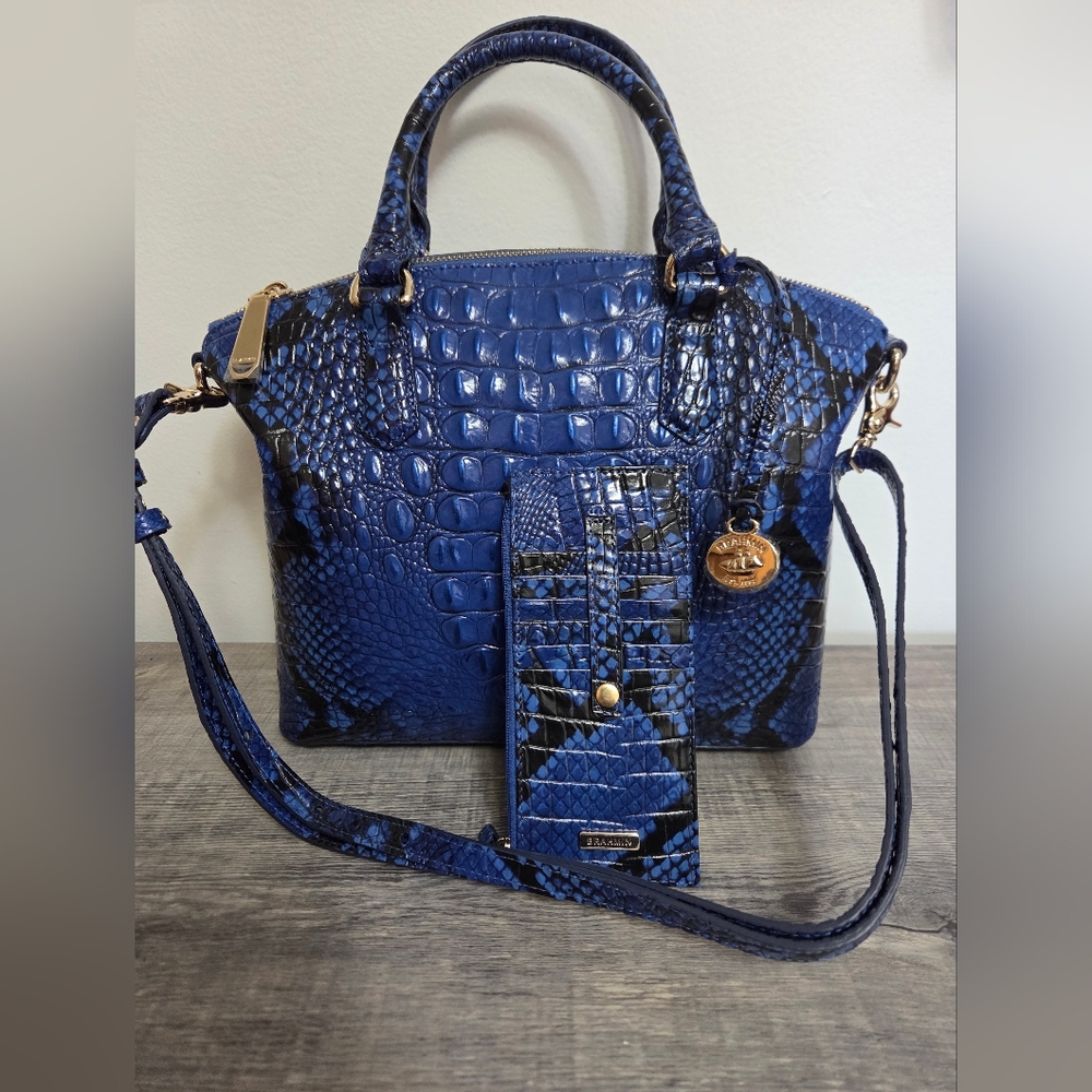 NWT BRAHMIN SAPPHIRE DUXBURY SATCHEL w/Credit Card WALLET - Picture 11 of 11